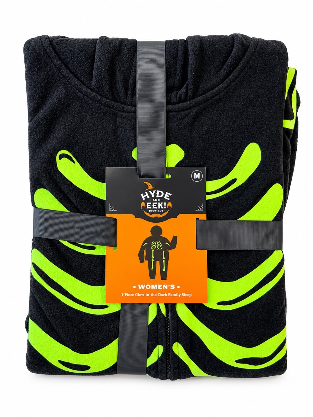 Hyde & EEK Women’s M Skeleton One Piece Pajamas Glow in Dark Halloween NWT